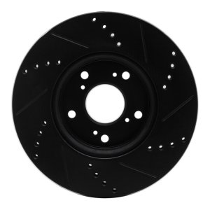 Honda Civic Brake Rotor (1) - Front Left - R1 Concepts - Drilled & Slotted - Black - `13-`25